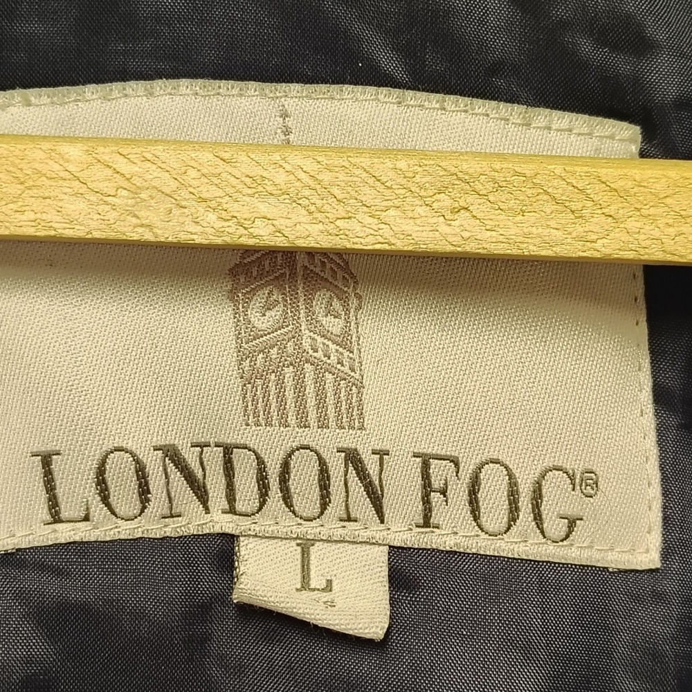 Vintage London Fog Mens Beige Bomber Jacket Large Removable Liner Concealed Hood - Picture 8 of 8